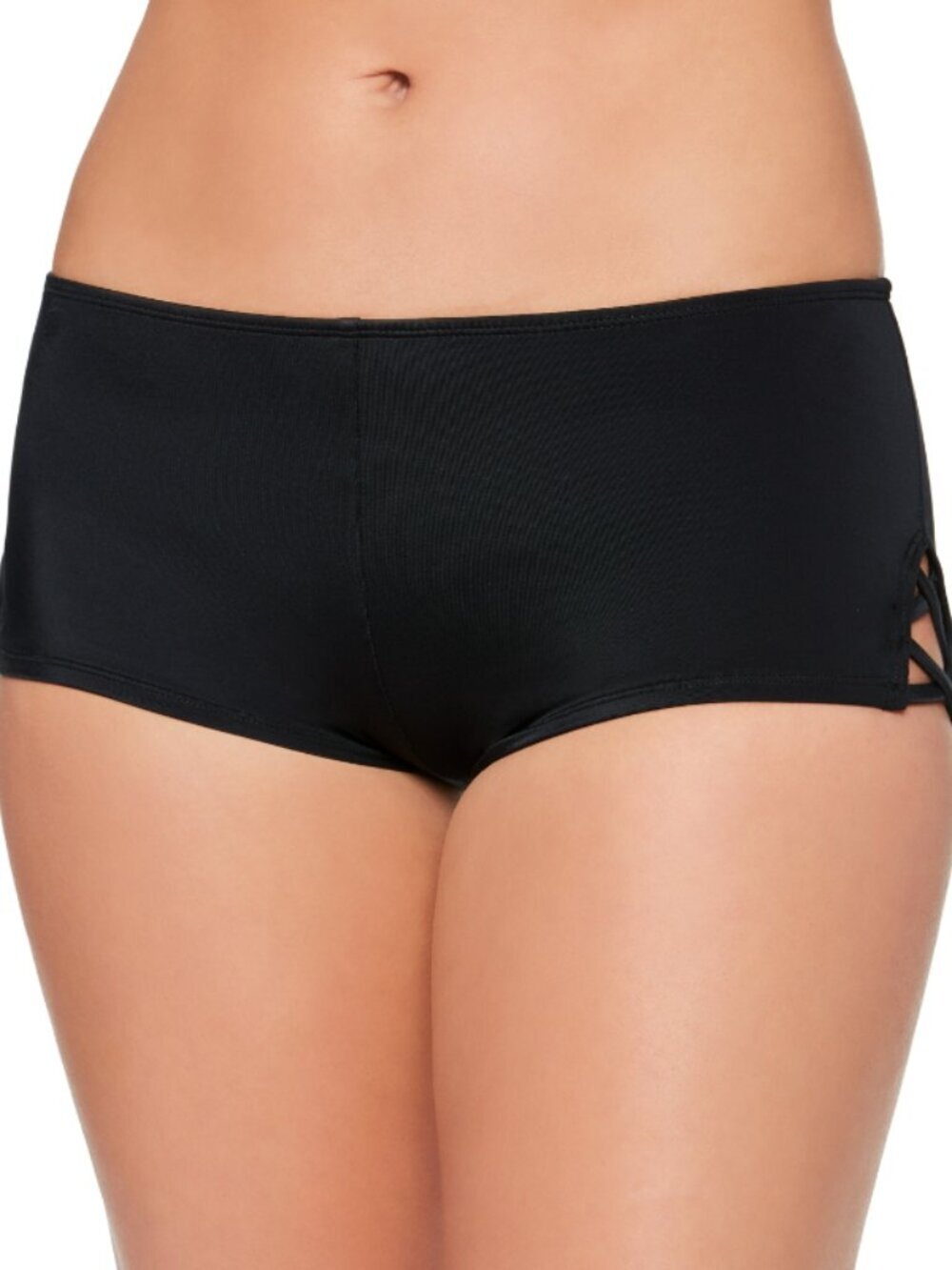 Salt + Cove Size Medium Black Strappy-Side Swim Boyshorts NWT